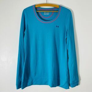 Under Armour All Seasons Gear Fitted Long Sleeve Blue Athletic Top Size XL